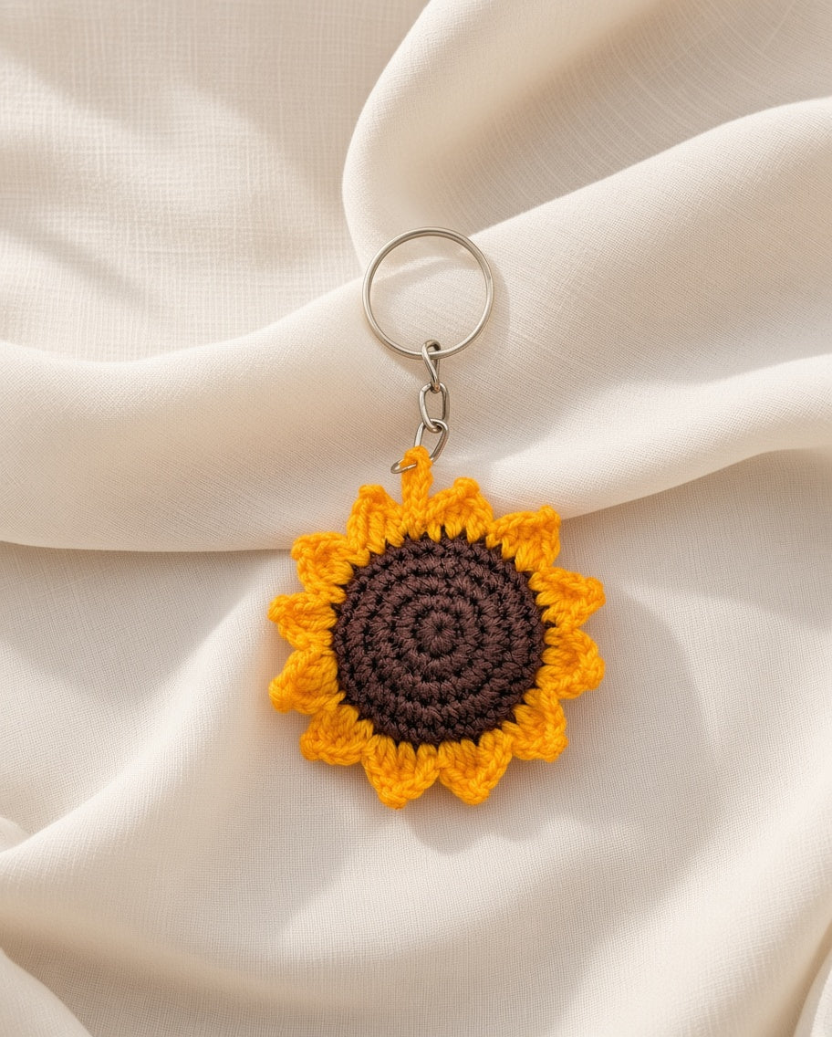 Crochet Sunflower Keychain