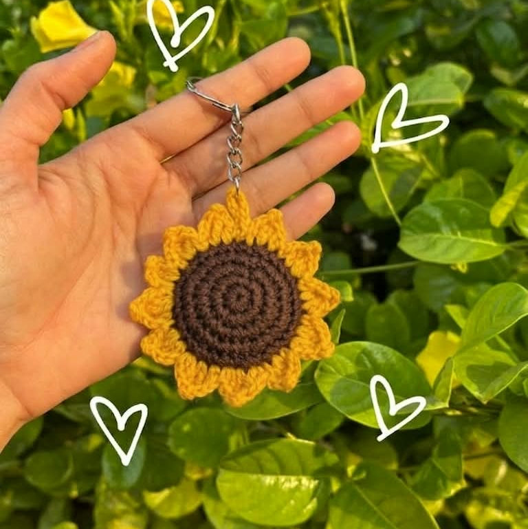 Crochet Sunflower Keychain