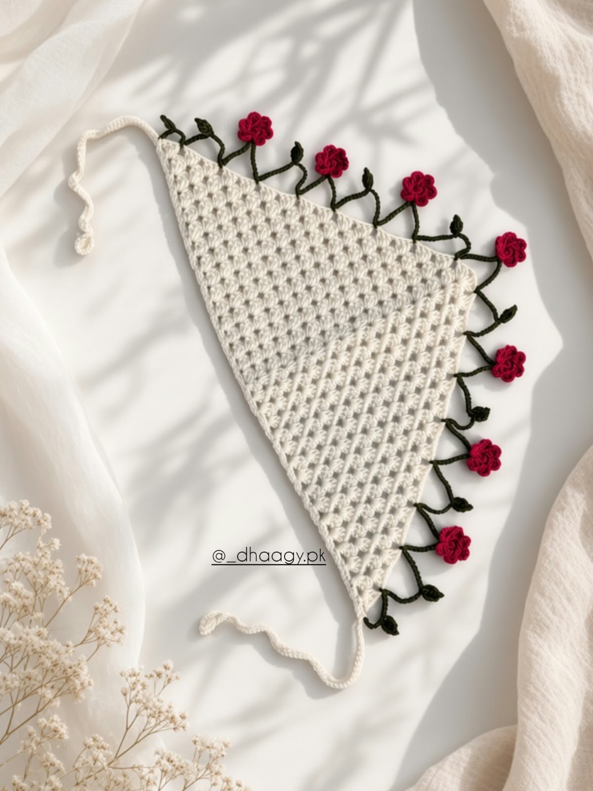 Crochet Floral Bandana