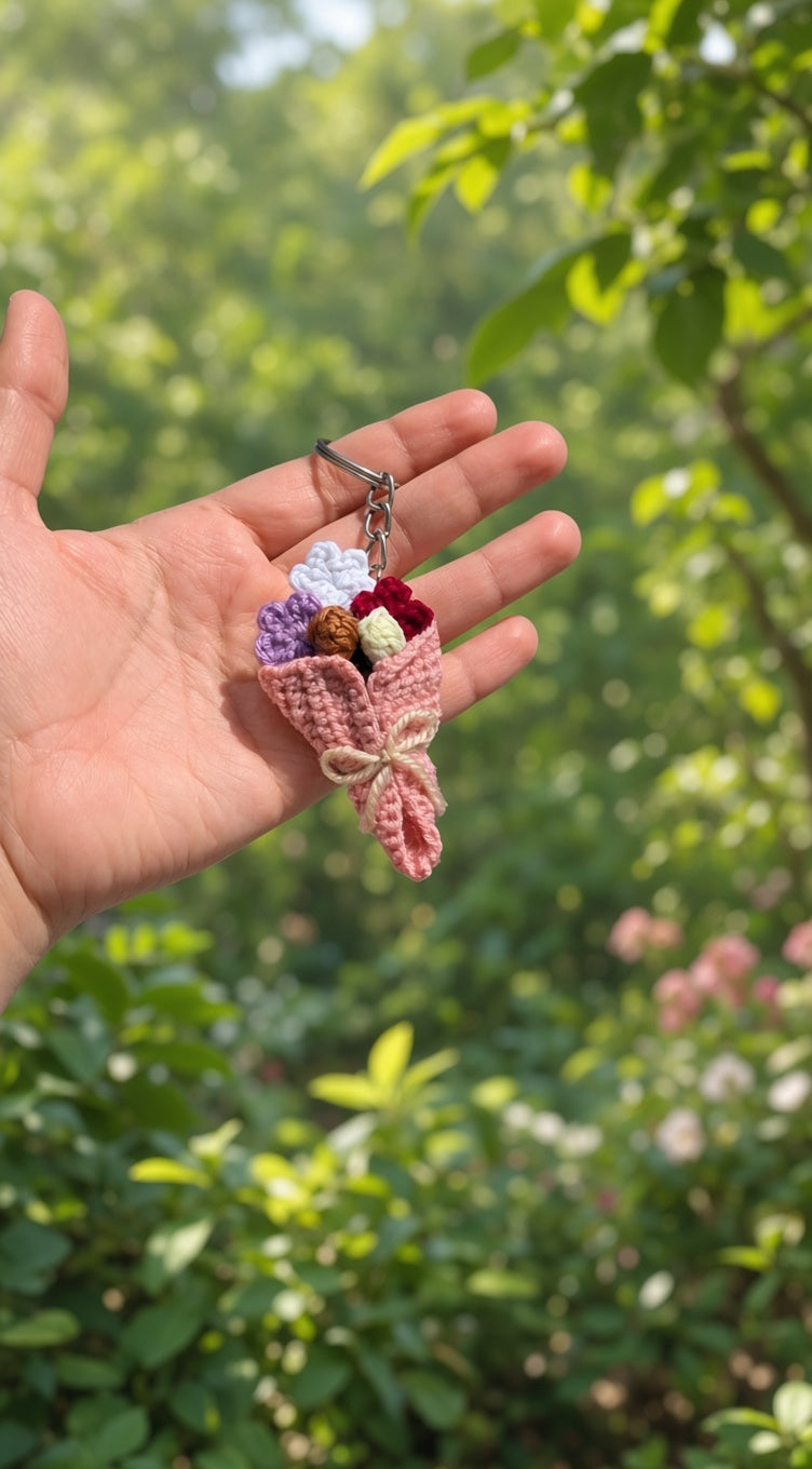 The Crochet Flower Bouquet Keychain