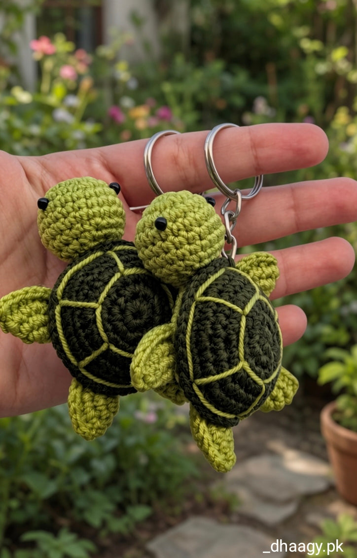 The Crochet Turtle Keychain